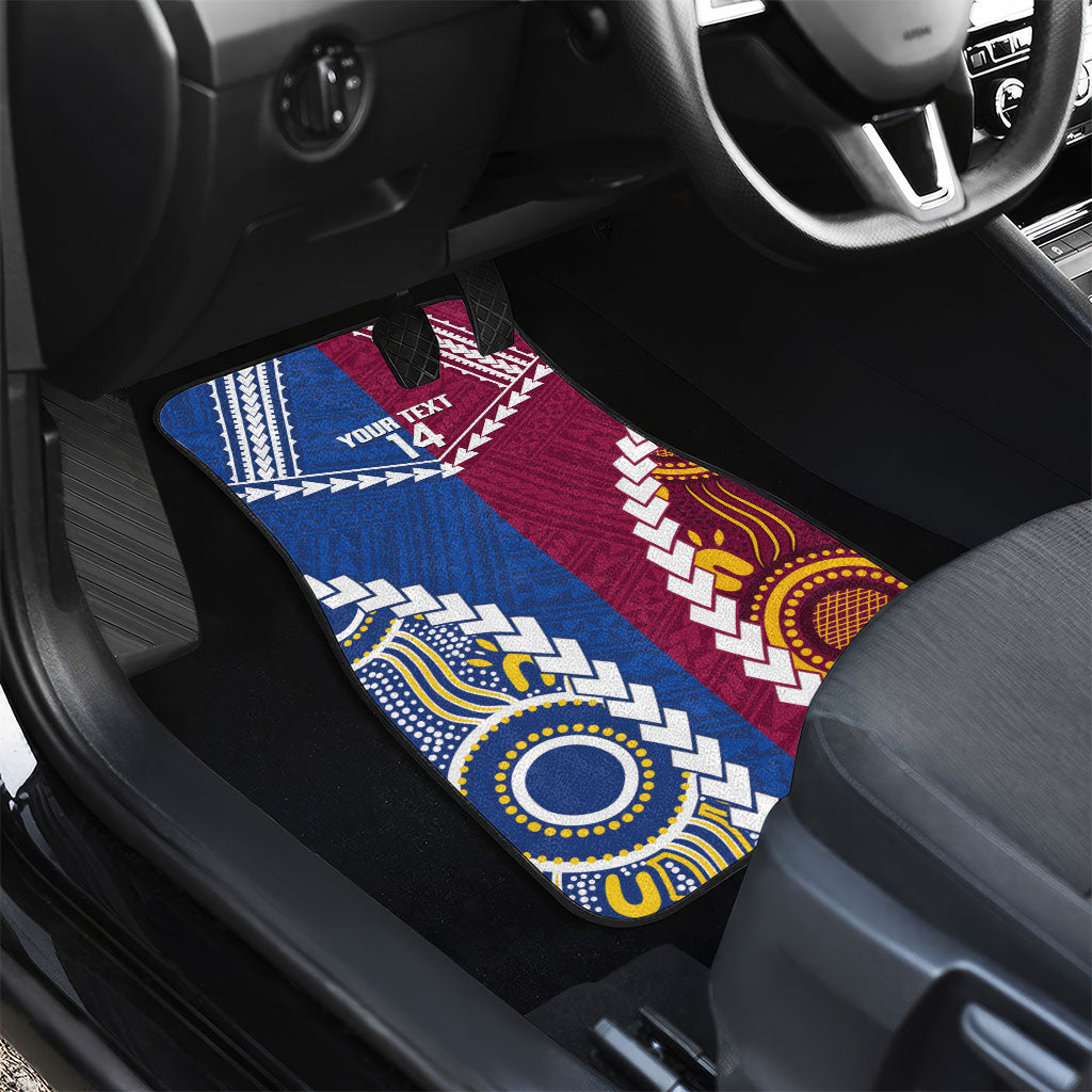 Custom Rugby Broncos and Eels Car Mats 2026 Together Aboriginal Polynesian Pattern