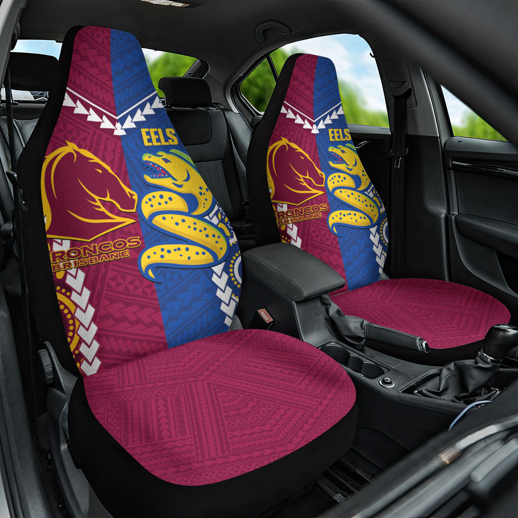 Rugby Broncos and Eels Car Seat Cover 2026 Together Aboriginal Polynesian Pattern