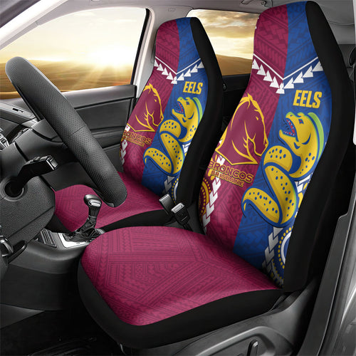 Rugby Broncos and Eels Car Seat Cover 2026 Together Aboriginal Polynesian Pattern