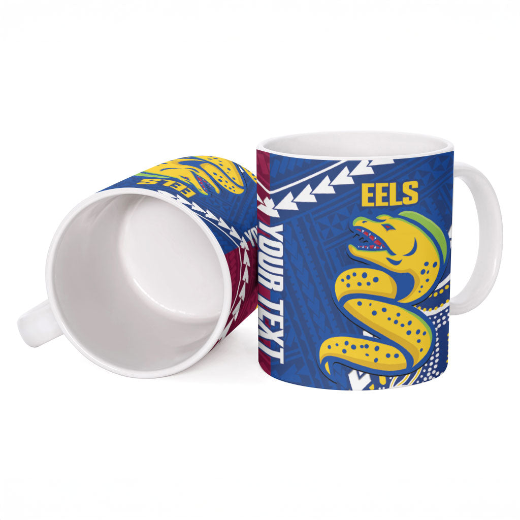 Custom Rugby Broncos and Eels Ceramic Mug 2026 Together Aboriginal Polynesian Pattern