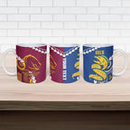 Custom Rugby Broncos and Eels Ceramic Mug 2026 Together Aboriginal Polynesian Pattern