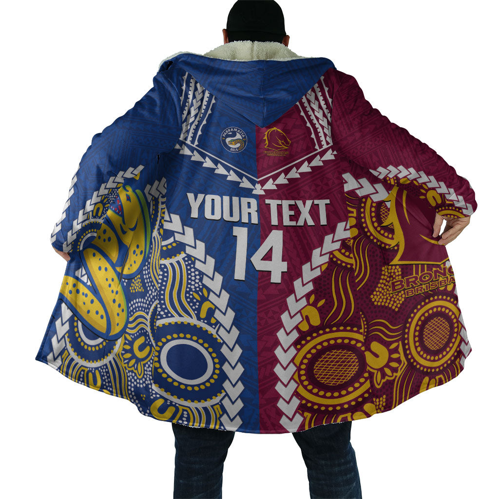 Custom Rugby Broncos and Eels Cloak 2026 Together Aboriginal Polynesian Pattern