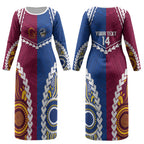 Custom Rugby Broncos and Eels Couples Matching Long Sleeve Bodycon Dress and Long Sleeve Button Shirt 2026 Together Aboriginal Polynesian Pattern LT14