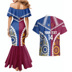 Custom Rugby Broncos and Eels Couples Matching Mermaid Dress and Hawaiian Shirt 2026 Together Aboriginal Polynesian Pattern