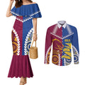 Custom Rugby Broncos and Eels Couples Matching Mermaid Dress and Long Sleeve Button Shirt 2026 Together Aboriginal Polynesian Pattern