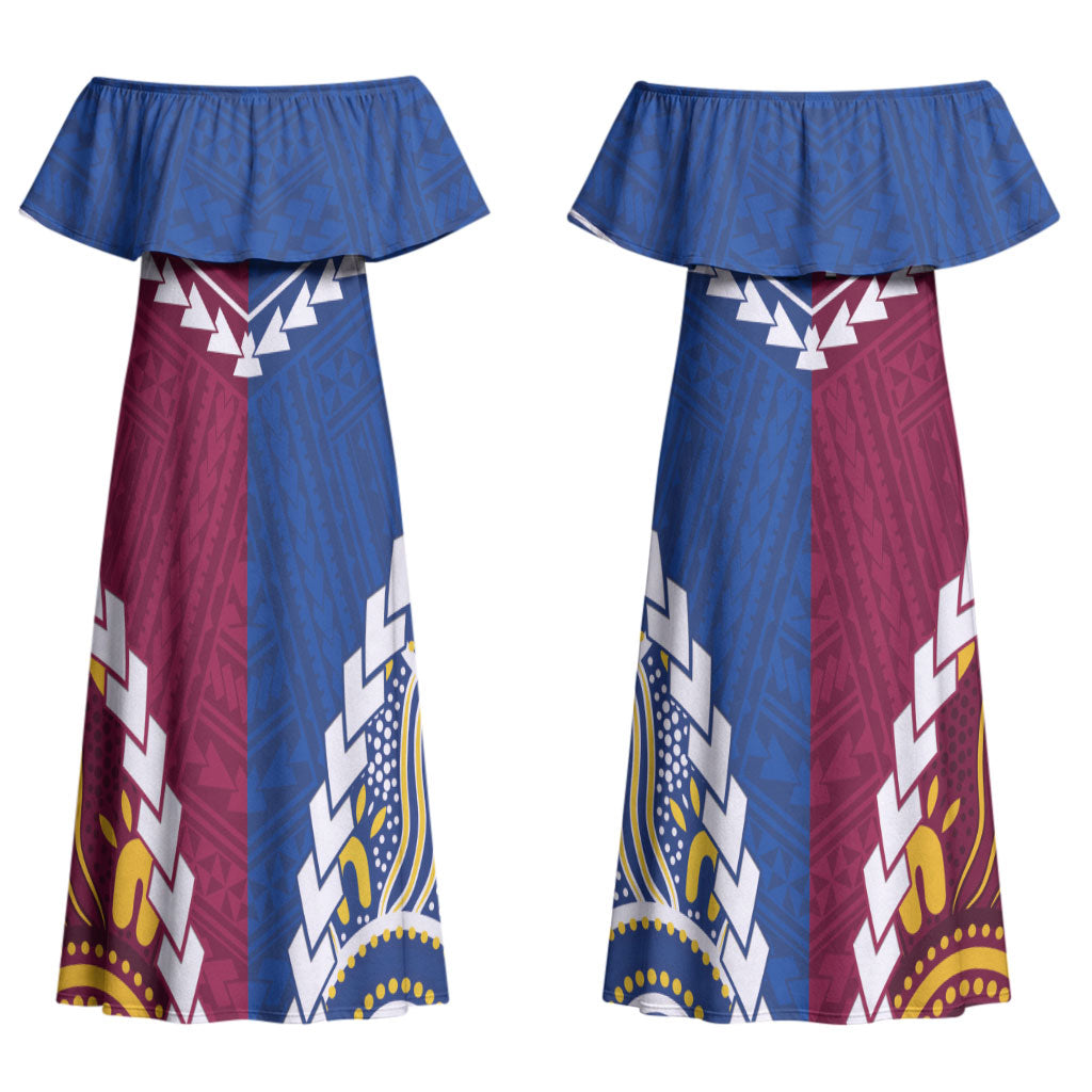 Custom Rugby Broncos and Eels Couples Matching Off Shoulder Maxi Dress and Long Sleeve Button Shirt 2026 Together Aboriginal Polynesian Pattern LT14
