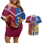 Custom Rugby Broncos and Eels Couples Matching Off Shoulder Short Dress and Hawaiian Shirt 2026 Together Aboriginal Polynesian Pattern
