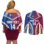 Custom Rugby Broncos and Eels Couples Matching Off Shoulder Short Dress and Long Sleeve Button Shirt 2026 Together Aboriginal Polynesian Pattern