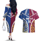 Custom Rugby Broncos and Eels Couples Matching Off The Shoulder Long Sleeve Dress and Hawaiian Shirt 2026 Together Aboriginal Polynesian Pattern