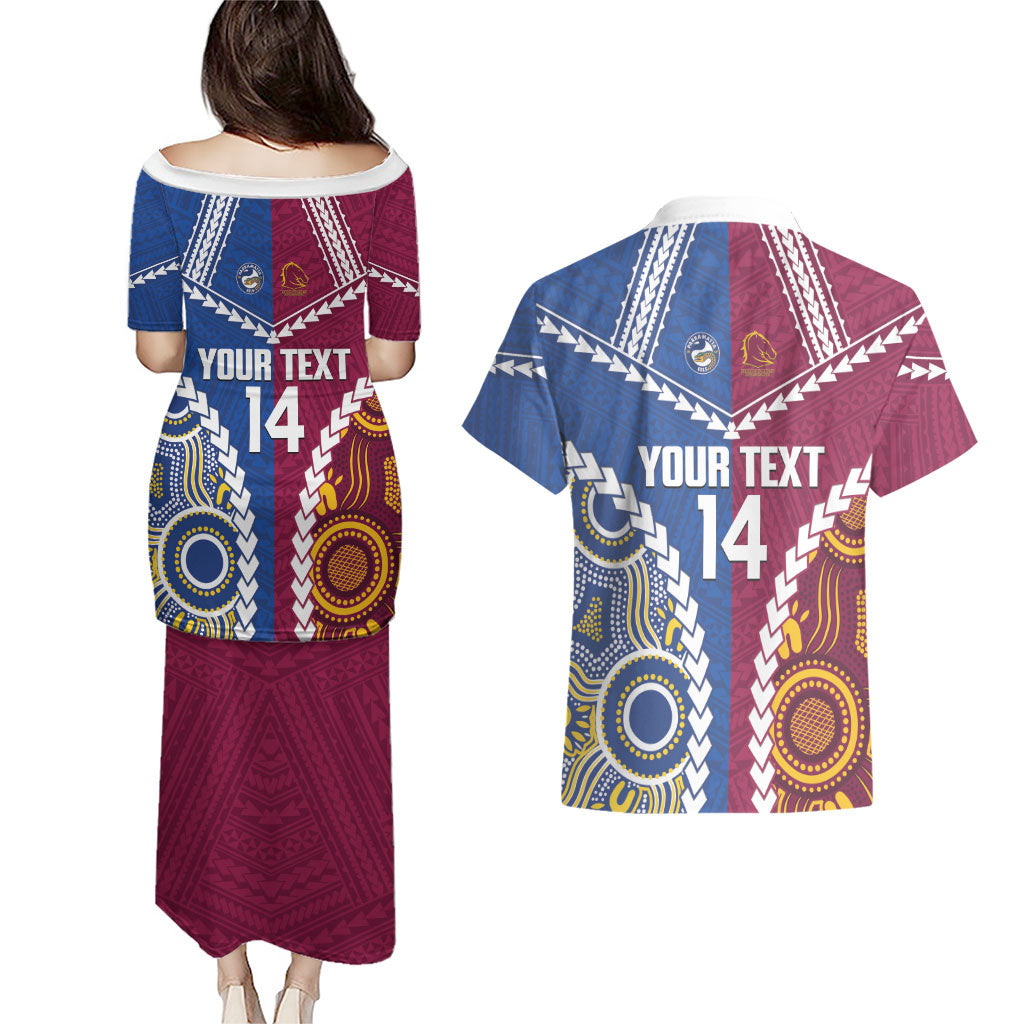 Custom Rugby Broncos and Eels Couples Matching Puletasi and Hawaiian Shirt 2026 Together Aboriginal Polynesian Pattern