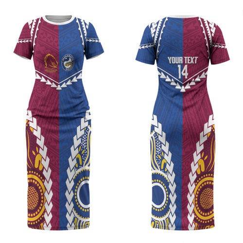 Custom Rugby Broncos and Eels Couples Matching Short Sleeve Bodycon Dress and Hawaiian Shirt 2026 Together Aboriginal Polynesian Pattern LT14