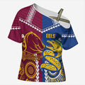 Custom Rugby Broncos and Eels Cross Shoulder Shirt 2026 Together Aboriginal Polynesian Pattern