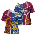 Custom Rugby Broncos and Eels Cross Shoulder Shirt 2026 Together Aboriginal Polynesian Pattern