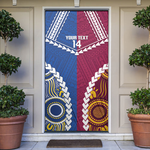 Custom Rugby Broncos and Eels Door Cover 2026 Together Aboriginal Polynesian Pattern