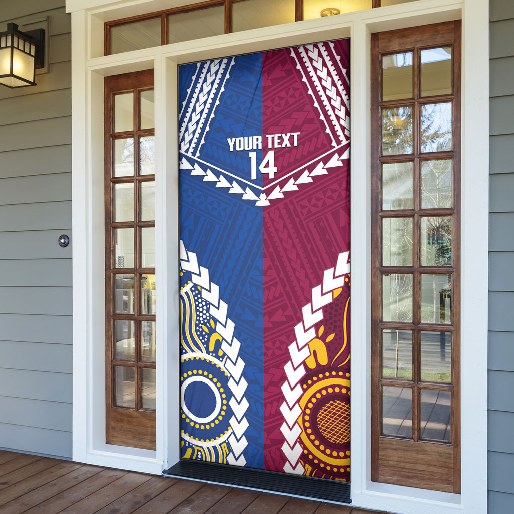 Custom Rugby Broncos and Eels Door Cover 2026 Together Aboriginal Polynesian Pattern