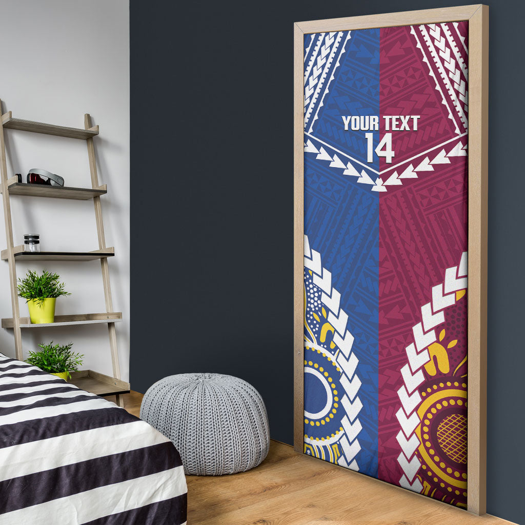 Custom Rugby Broncos and Eels Door Cover 2026 Together Aboriginal Polynesian Pattern