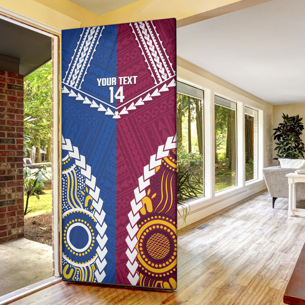 Custom Rugby Broncos and Eels Door Cover 2026 Together Aboriginal Polynesian Pattern