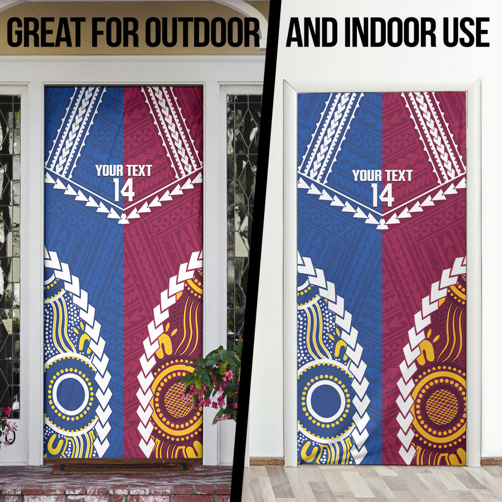 Custom Rugby Broncos and Eels Door Cover 2026 Together Aboriginal Polynesian Pattern