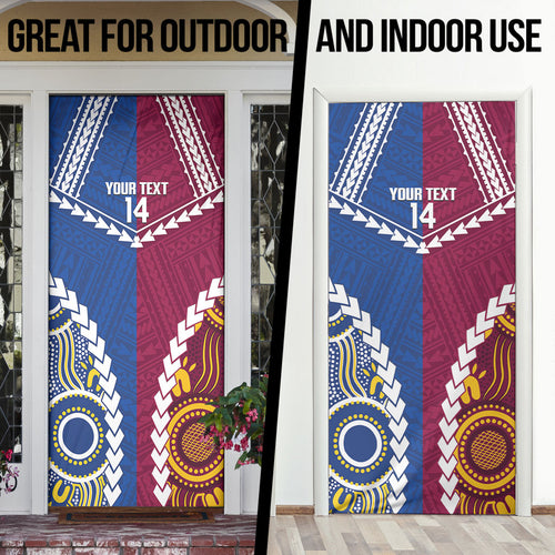 Custom Rugby Broncos and Eels Door Cover 2026 Together Aboriginal Polynesian Pattern