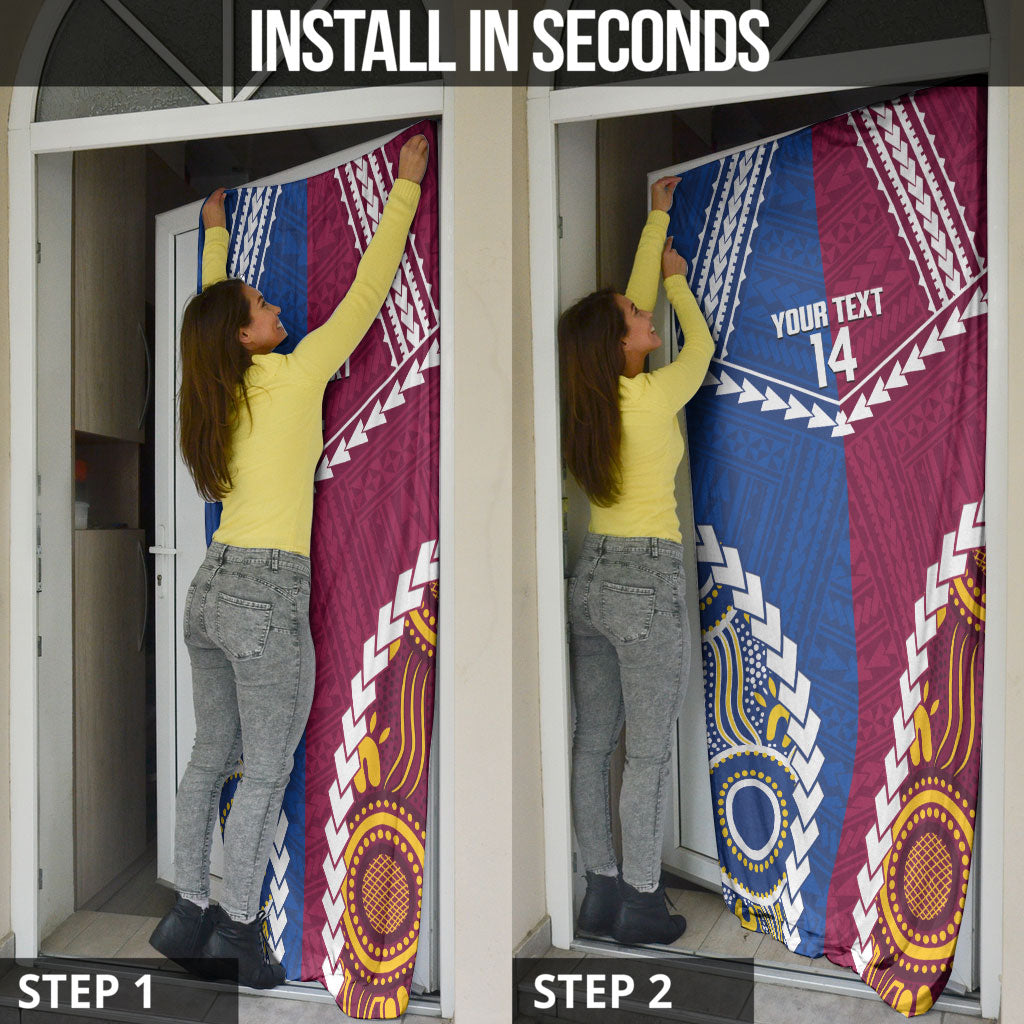 Custom Rugby Broncos and Eels Door Cover 2026 Together Aboriginal Polynesian Pattern