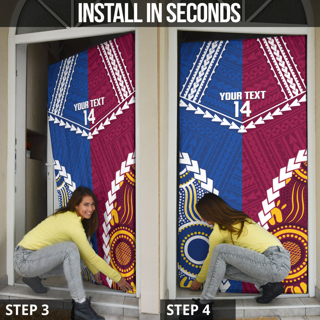 Custom Rugby Broncos and Eels Door Cover 2026 Together Aboriginal Polynesian Pattern