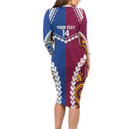 Custom Rugby Broncos and Eels Family Matching Long Sleeve Bodycon Dress and Hawaiian Shirt 2026 Together Aboriginal Polynesian Pattern