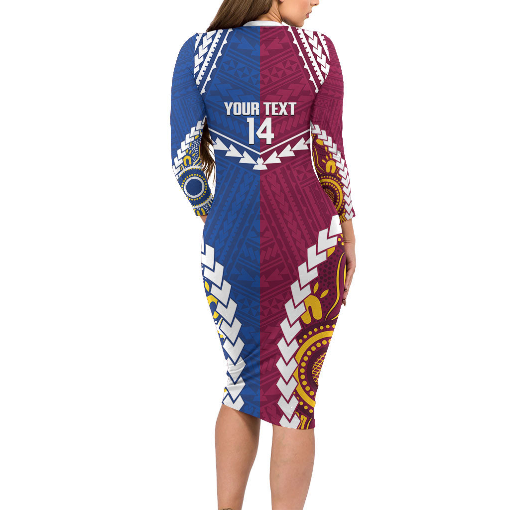 Custom Rugby Broncos and Eels Family Matching Long Sleeve Bodycon Dress and Hawaiian Shirt 2026 Together Aboriginal Polynesian Pattern