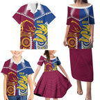 Custom Rugby Broncos and Eels Family Matching Puletasi and Hawaiian Shirt 2026 Together Aboriginal Polynesian Pattern