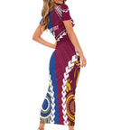Custom Rugby Broncos and Eels Family Matching Short Sleeve Bodycon Dress and Hawaiian Shirt 2026 Together Aboriginal Polynesian Pattern