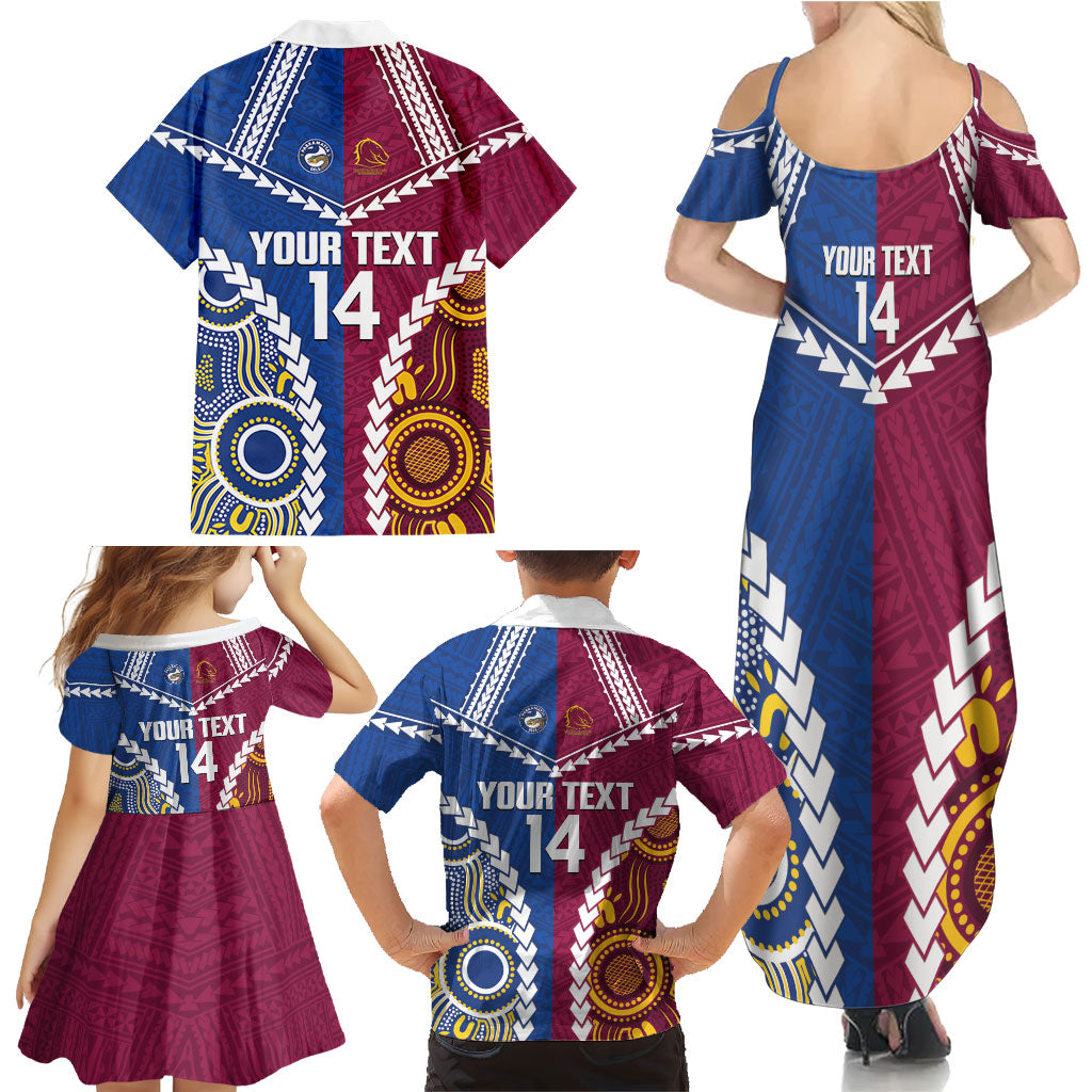 Custom Rugby Broncos and Eels Family Matching Summer Maxi Dress and Hawaiian Shirt 2026 Together Aboriginal Polynesian Pattern