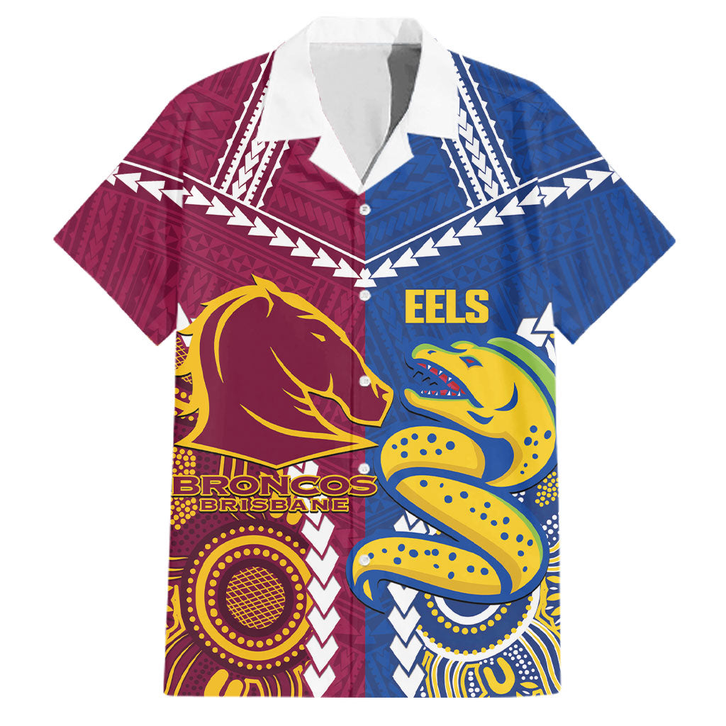 Custom Rugby Broncos and Eels Family Matching Summer Maxi Dress and Hawaiian Shirt 2026 Together Aboriginal Polynesian Pattern