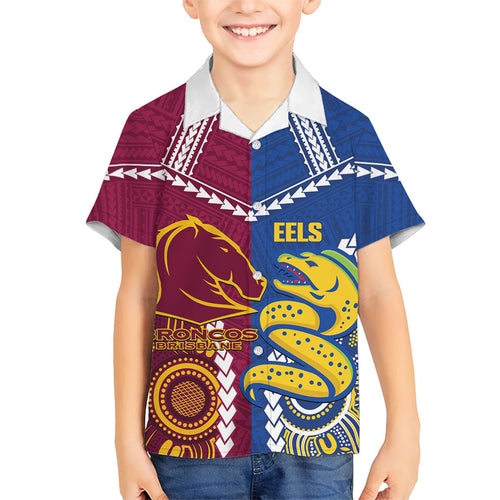 Custom Rugby Broncos and Eels Family Matching Tank Maxi Dress and Hawaiian Shirt 2026 Together Aboriginal Polynesian Pattern