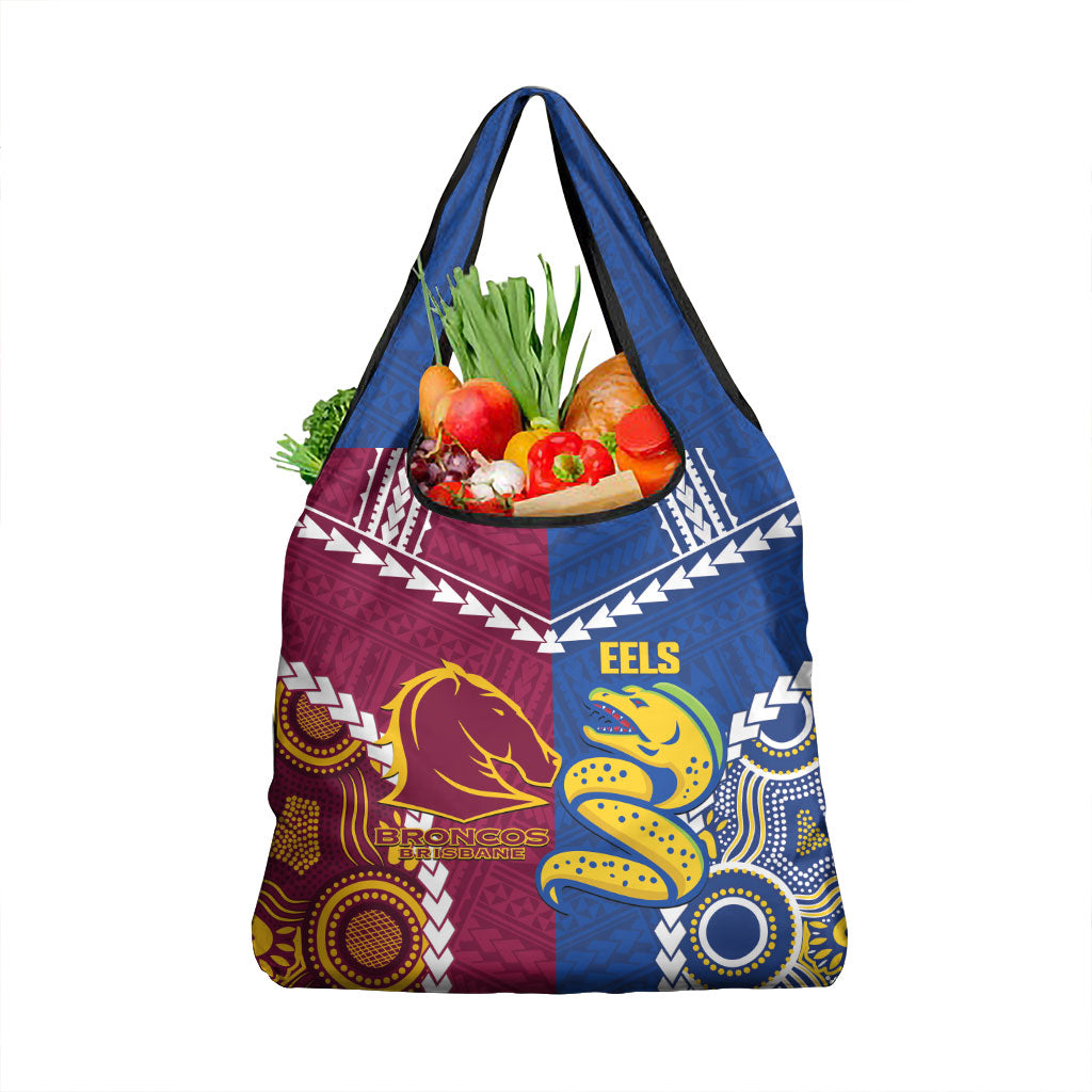 Rugby Broncos and Eels Grocery Bag 2026 Together Aboriginal Polynesian Pattern