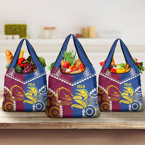 Rugby Broncos and Eels Grocery Bag 2026 Together Aboriginal Polynesian Pattern