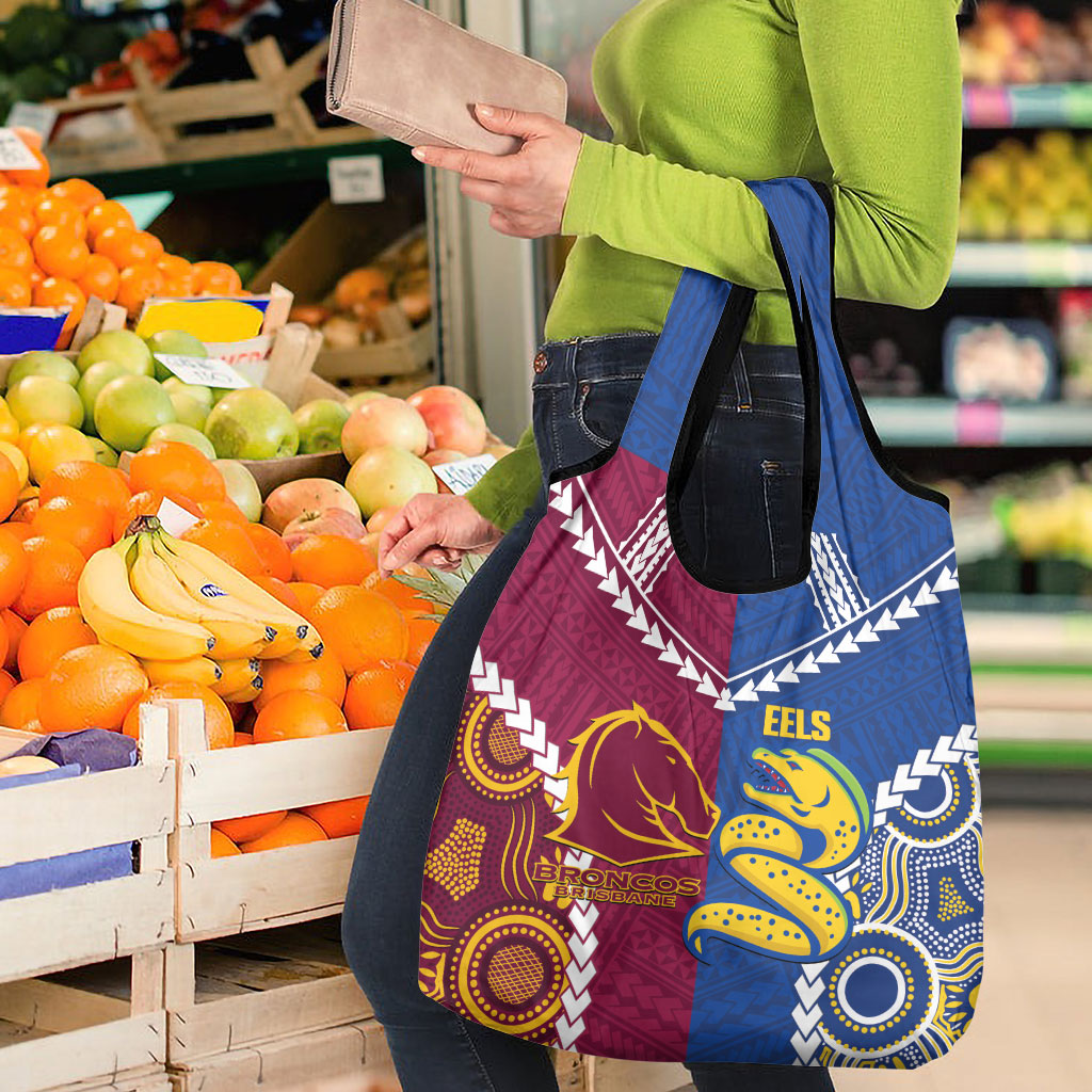 Rugby Broncos and Eels Grocery Bag 2026 Together Aboriginal Polynesian Pattern