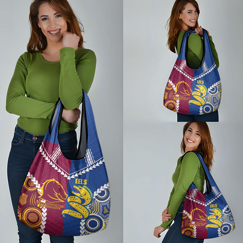 Rugby Broncos and Eels Grocery Bag 2026 Together Aboriginal Polynesian Pattern