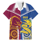 Custom Rugby Broncos and Eels Hawaiian Shirt 2026 Together Aboriginal Polynesian Pattern
