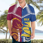 Custom Rugby Broncos and Eels Hawaiian Shirt 2026 Together Aboriginal Polynesian Pattern