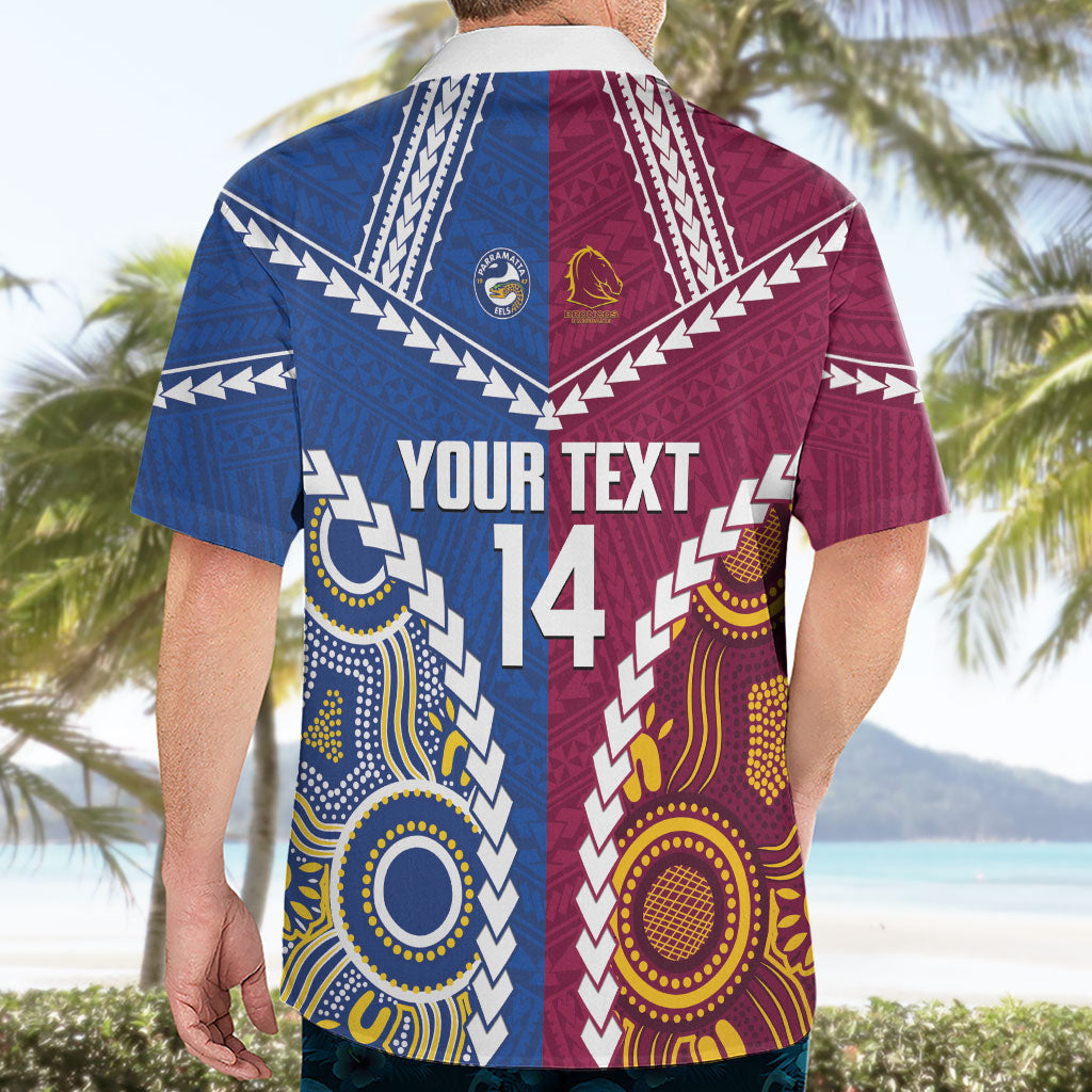 Custom Rugby Broncos and Eels Hawaiian Shirt 2026 Together Aboriginal Polynesian Pattern