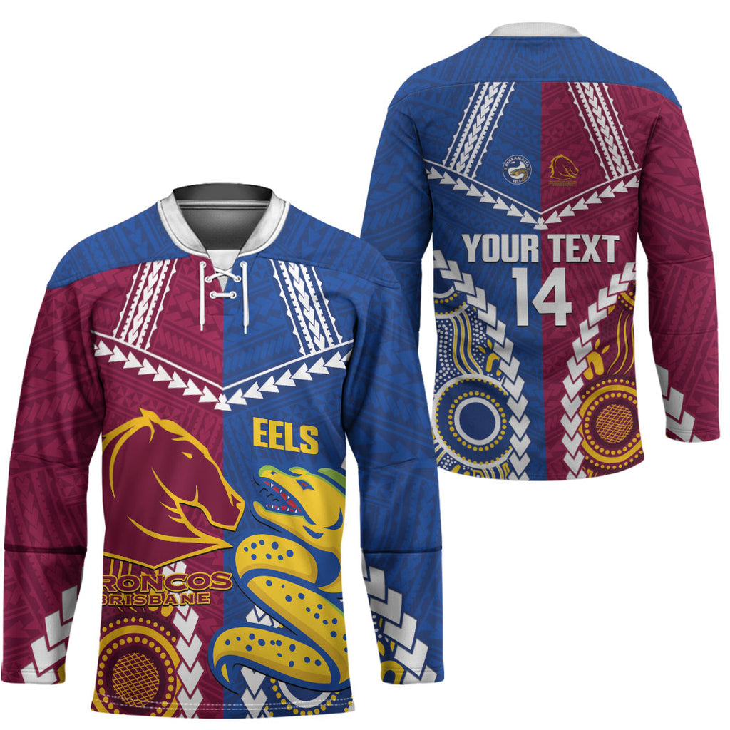 Custom Rugby Broncos and Eels Hockey Jersey 2026 Together Aboriginal Polynesian Pattern