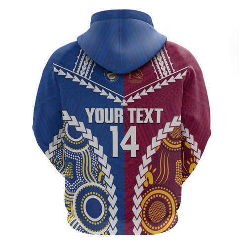 Custom Rugby Broncos and Eels Hoodie 2026 Together Aboriginal Polynesian Pattern