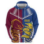 Custom Rugby Broncos and Eels Hoodie 2026 Together Aboriginal Polynesian Pattern