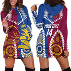 Custom Rugby Broncos and Eels Hoodie Dress 2026 Together Aboriginal Polynesian Pattern