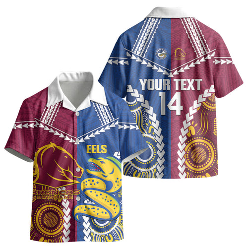 Custom Rugby Broncos and Eels Kid Hawaiian Shirt 2026 Together Aboriginal Polynesian Pattern LT14
