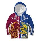 Custom Rugby Broncos and Eels Kid Hoodie 2026 Together Aboriginal Polynesian Pattern