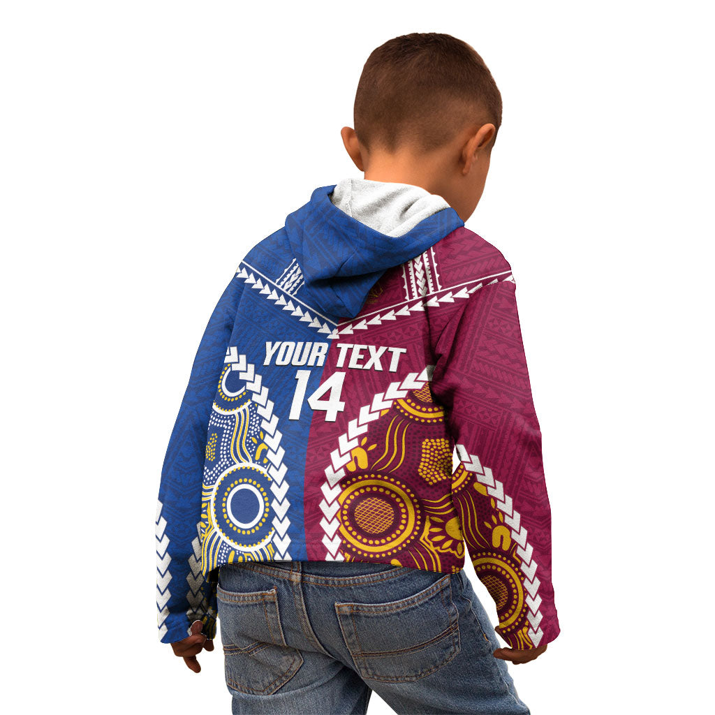 Custom Rugby Broncos and Eels Kid Hoodie 2026 Together Aboriginal Polynesian Pattern