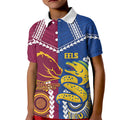 Custom Rugby Broncos and Eels Kid Polo Shirt 2026 Together Aboriginal Polynesian Pattern