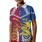 Custom Rugby Broncos and Eels Kid Polo Shirt 2026 Together Aboriginal Polynesian Pattern