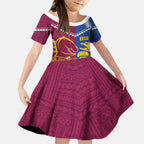 Custom Rugby Broncos and Eels Kid Short Sleeve Dress 2026 Together Aboriginal Polynesian Pattern