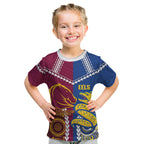Custom Rugby Broncos and Eels Kid T Shirt 2026 Together Aboriginal Polynesian Pattern